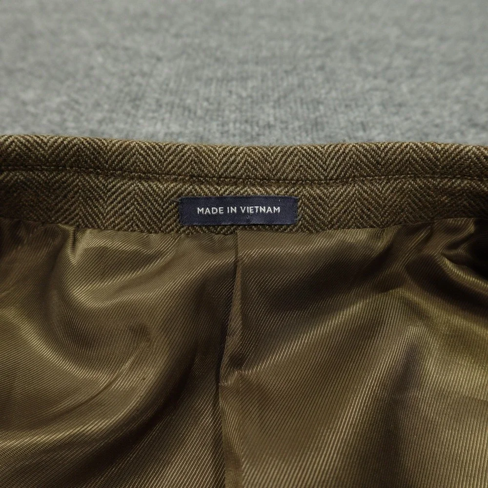 Stafford Sport‎ Coat Mens 50 Regular Brown Merino Wool Classic Fit Herringbone